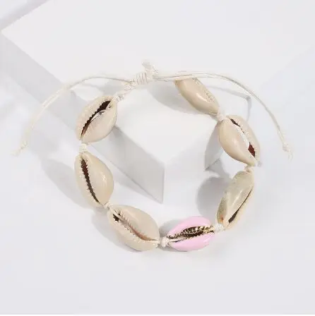 1pc Cowrie shell Bracelet femme Adjustable boho Macrame friendship Real Seashell 42-46 | Украшения и аксессуары