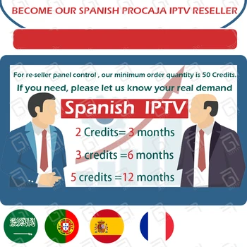 

Spanish Procaja IPTV control panel for IPTV resellers with Credits contains Spanish Portugal France Arabic TV