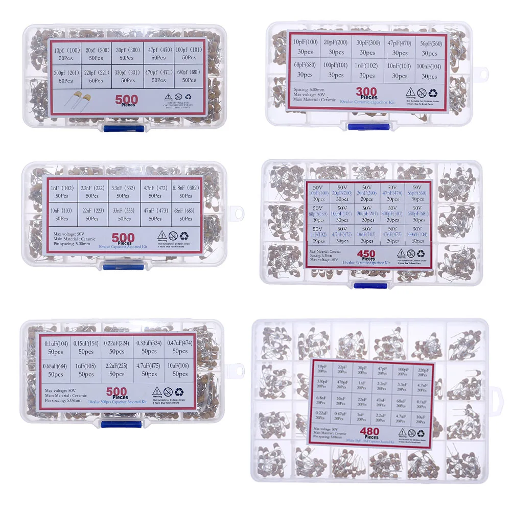 50V 10pF To 10uF Multilayer Ceramic Capacitor Assortment Kit set 10pF 100pF 220pF 470pF1uF 100nF 0.1UF 102 103 104 105 225 106