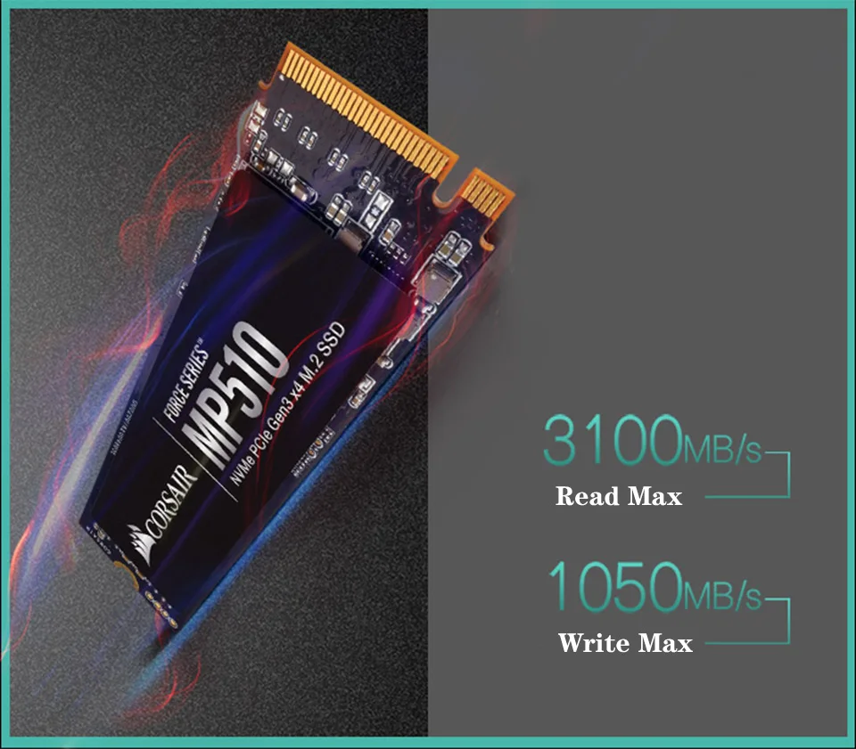 Ноутбук CORSAIR FORCE Series MP510 SSD 240 ГБ NVMe PCIe Gen3 x4 M.2 SSD 480 ГБ 960 ГБ 1920 Гб Твердотельный накопитель 3000 МБ/с./с m.2 2280