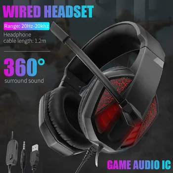 

7100 Gaming Headsets Big Headphones with Light Mic Stereo Earphones Deep Bass for PC Computer Gamer Laptop PS4 New X-BOX