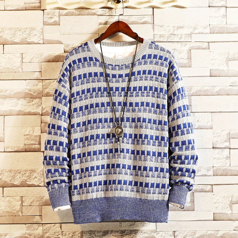 Yong Men Pullovers 2019 Brand Mens Splice Stripe Sweaters Men Pullover Casual Striped Knitted Sweater Autumn Winter Pull Homme