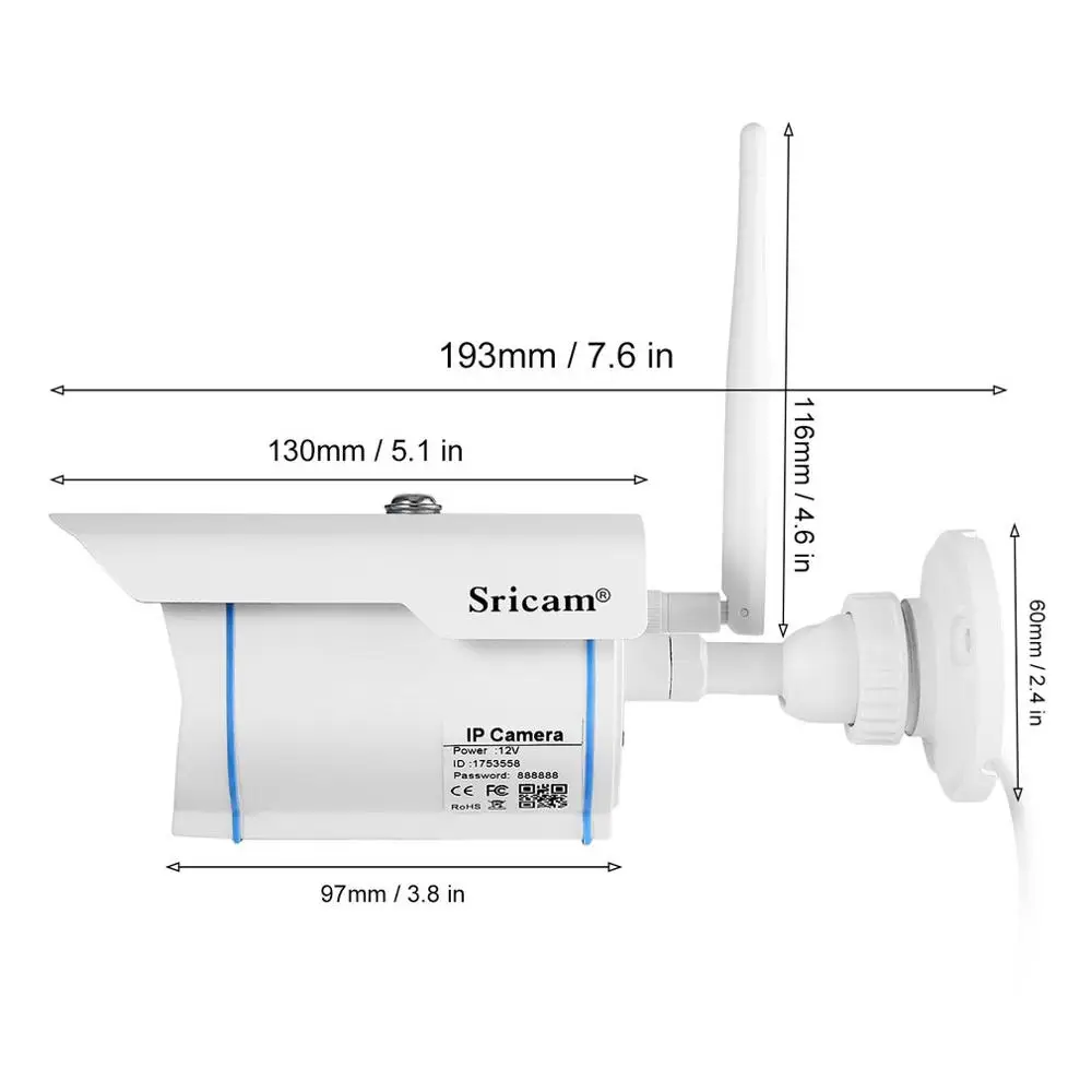 Sricam SP007 HD 720 IP камера wifi 2,4 P2P Водонепроницаемая наружная беспроводная IP камера для смартфонов ПК