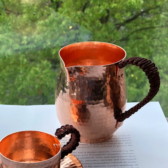 100% Pure Copper Pitcher with Lid by Copper Mules