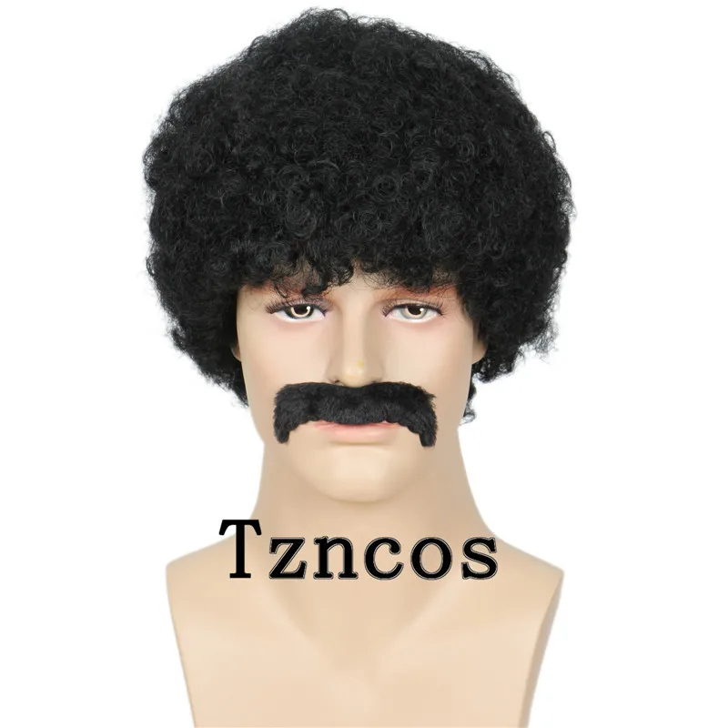 Tzncos короткие 80-х годов костюм Для мужчин диско грязи парик для сумки &amp усы