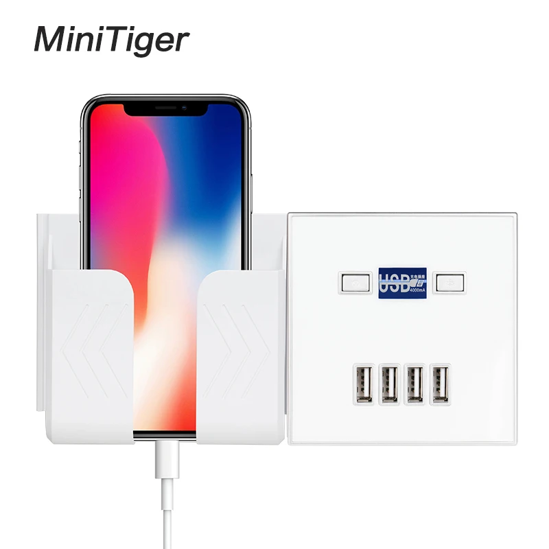 

Minitiger Best 4-PORT USB Port 4A Wall Charger Adapter EU Plug Socket Power Outlet Panel Electric Wall Charger Adapter Charging