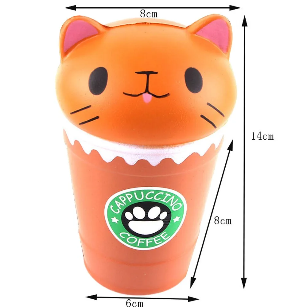 Игрушки для детей, 14 см, чашка капучино, кофе, кошка, Ароматизированная, мягкая, медленно поднимающаяся коллекция, подарок для лечения, детские игрушки, Juguetes