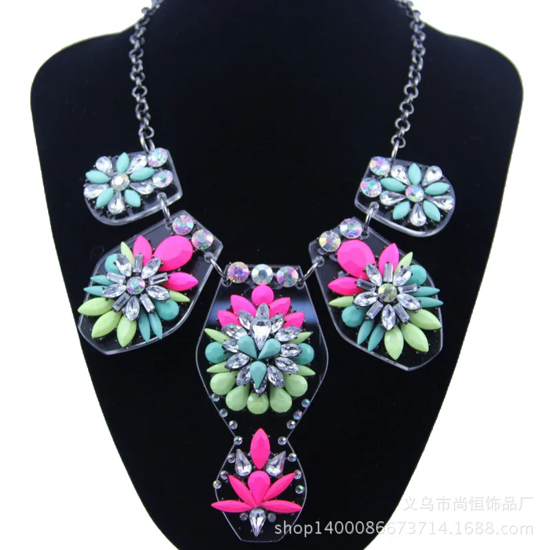 

Europe And America Accessories New Style Necklace Europe And America Star Retro Inlaid Crystal WOMEN'S Necklace Europe And Ameri