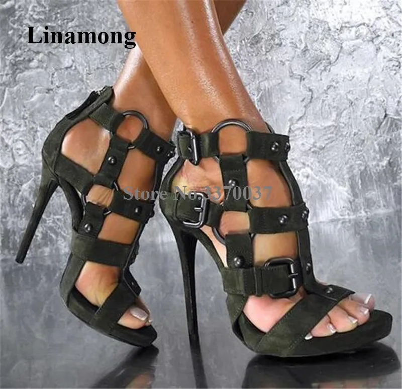 black high heel gladiator sandals