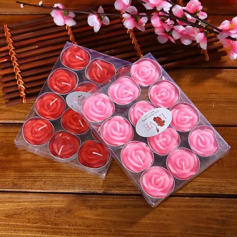 1 набор красных и розовых свечей на День святого Валентина вечерние украшения