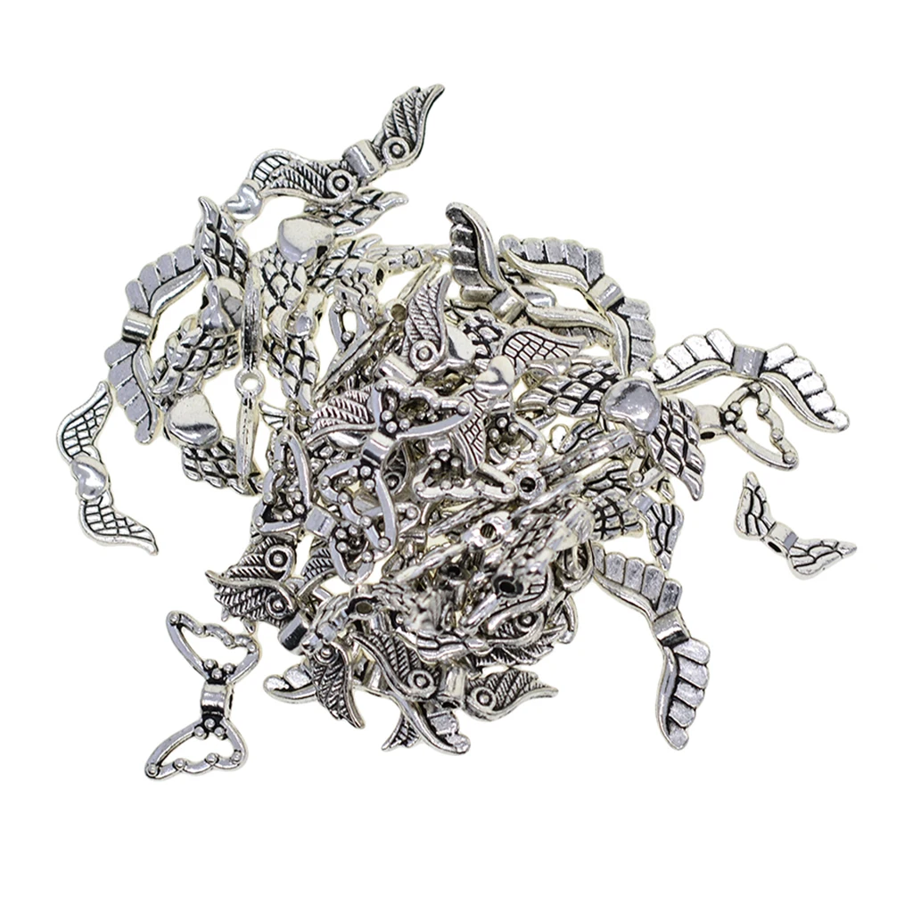 60 Pcs Angel Wing Charms Pendants Spacer Beads for Necklaces Bracelets Earrings Jewelry Making Supply Bracelet DIY Crafting 60 Pcs Angel Wing Charms Pendants Spacer Beads for Necklaces Bracelets Earrings Jewelry Making Supply Bracelet DIY Crafting