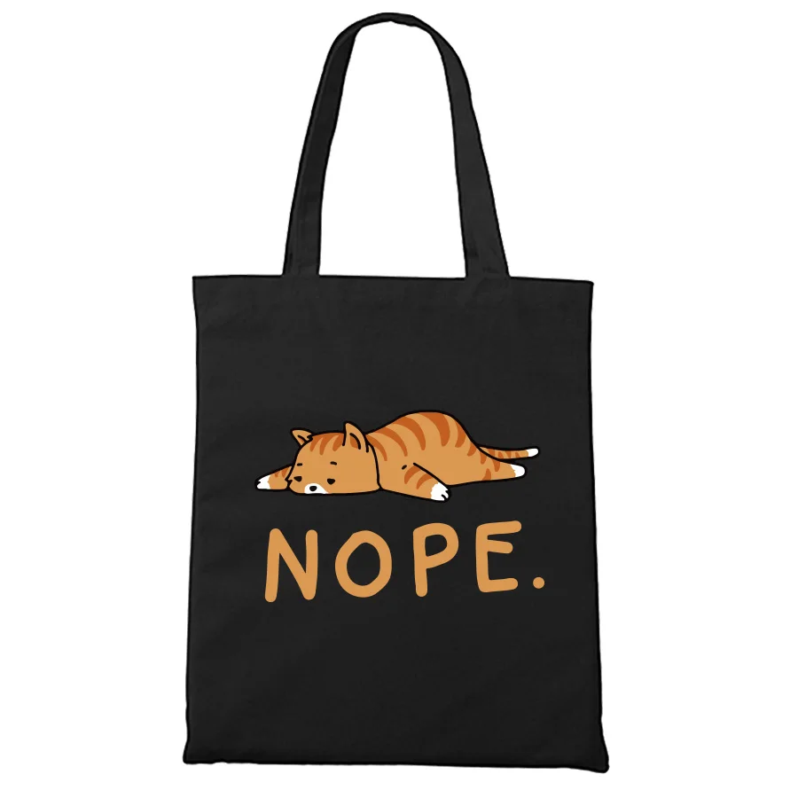Bags Tote-Bag Design Unisex Cute Animal-Print Zipper White Fashionable Cat Closure Nope