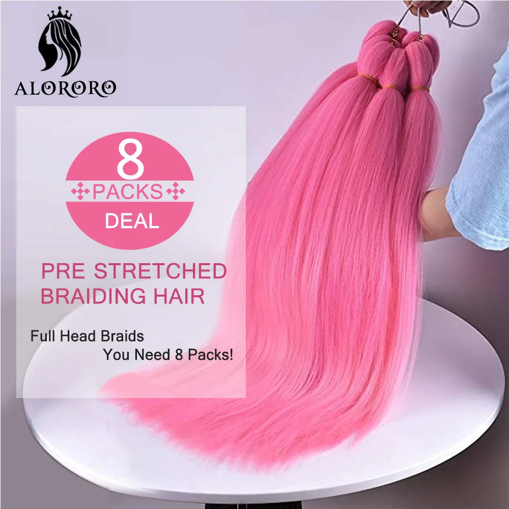 Braiding-Hair Synthetic-Hair-Extension Pink Low-Temperature Professional-Box Afro Pre-Stretched