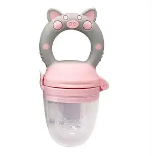 Pig Handle Pacifier Feeder for Baby Food Grade Silicone PP Training Nipple Milk Fresh Fruit Nibbler Teat Pacifier Bottles - Цвет: pig pink  L