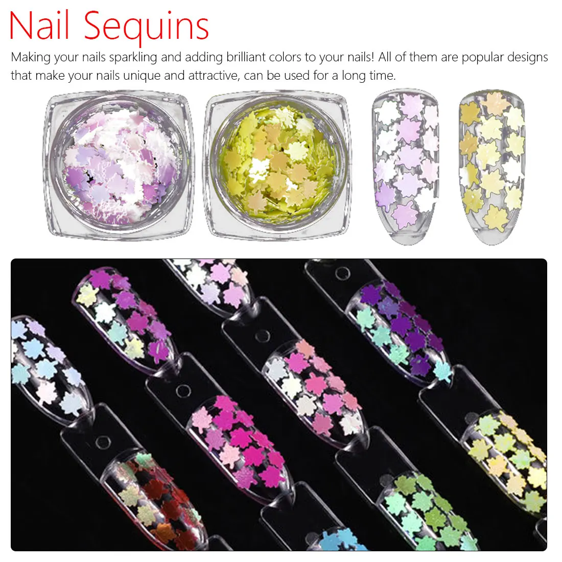 

Holographic Chameleon Laser Multicolor Sequins Nail Art Glitter Flakes Maple UV Gel Polish Tool Decor Manicure