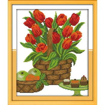 

Everlasting Love Fruit Snacks On The Table Chinese Cross Stitch Kits Ecological Cotton Fabric DIY Christmas Decorations For Home