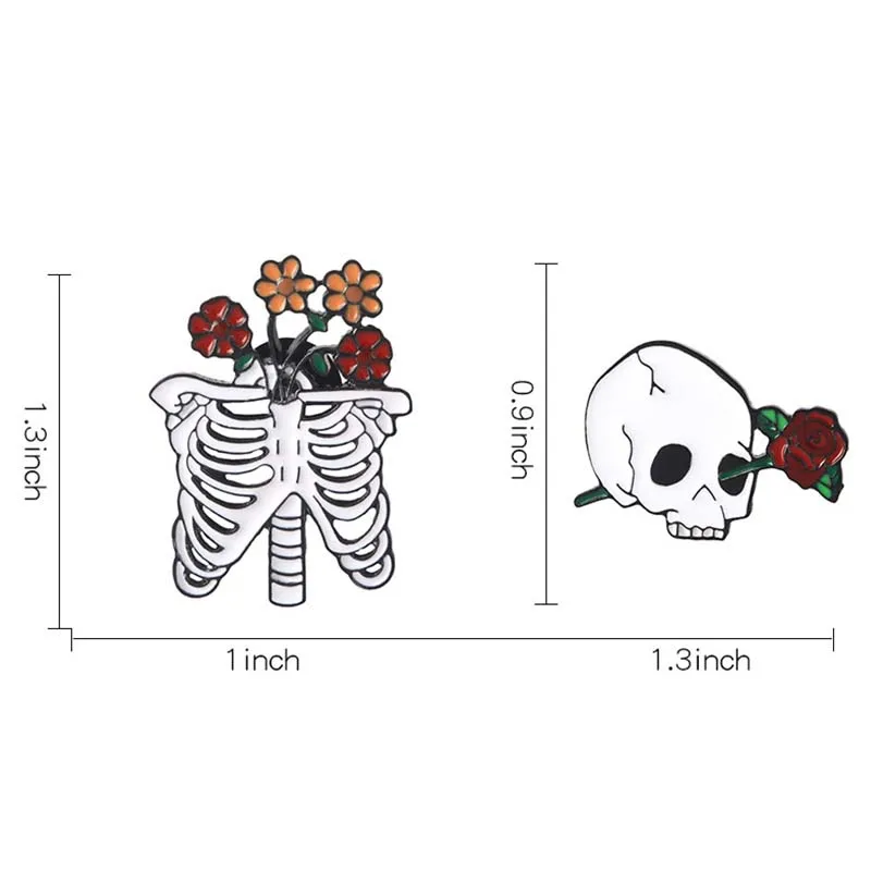 Панк Череп Роза брошь, эмалированный штифт для рюкзака Kawaii металлические рождественские значки Сплит Лицо булавки цветок нагрудные булавки подарок друзьям