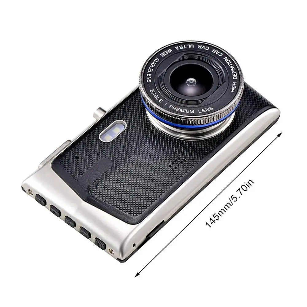 4 Inch Metal Touch Screen Dual Recording Hd Night Vision Driving Recorder 2.5D Mirror Auto Accessories