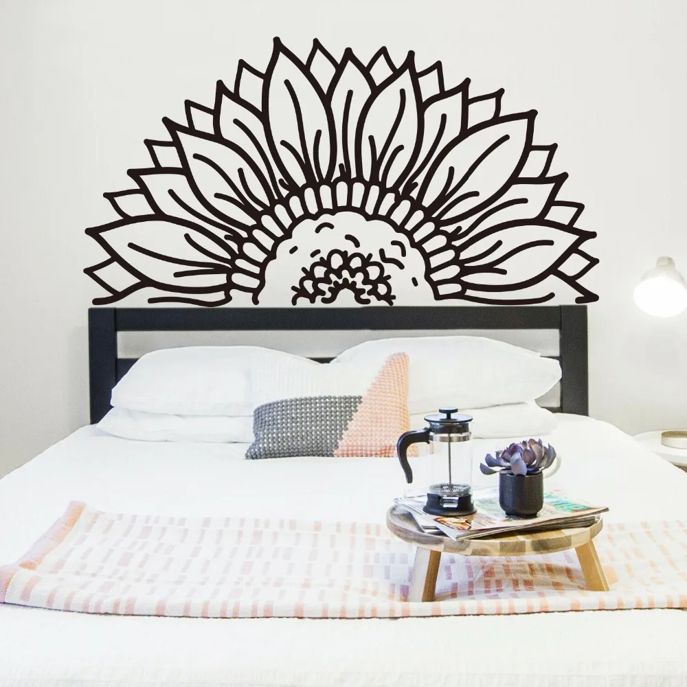Large Half Sunflower Floral Nature Wall Sticker Office Kids Room Flower Sunflower Wall Decal Bedroom Classroom Vinyl Decor (3)