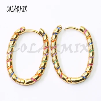 

3Pairs Rainbow zircon earrings big hook earings Summer colors earrings dangle earrings crystal accessories for women 50824
