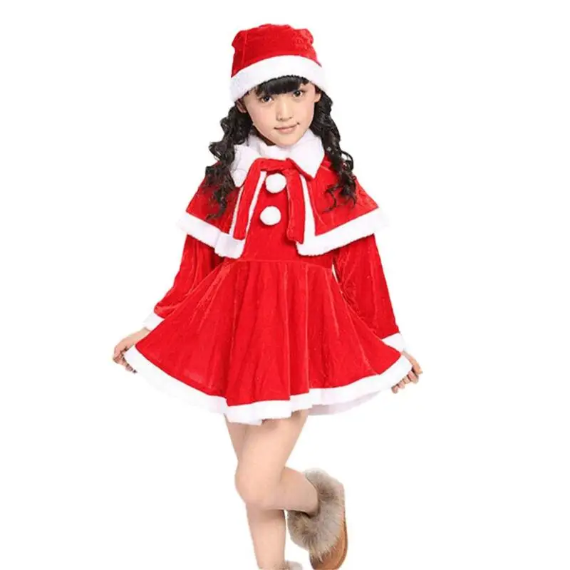 Детская Рождественская Одежда для мальчиков и девочек; пальто с длинными рукавами и Санта-Клаусом; комплект из топа и длинных красных штанов; маскарадный костюм для детей ясельного возраста - Цвет: Girl
