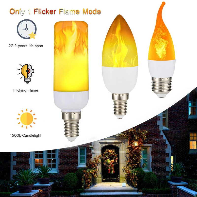 

LED Flame Bulb Simulated Candle Light E27 Gravity Sensor Flickering Emulation Decor Lamp Effect Fire Light Bulb Gravity Sensor