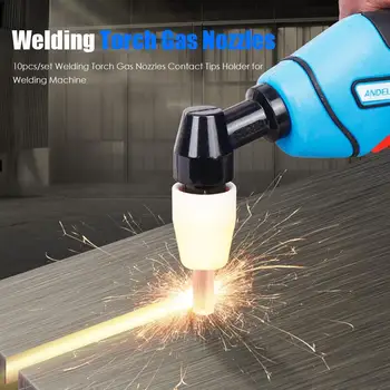 

10pcs/set Copper Welding Tip Gas Nozzle Practical Classic Delicate Texture Durable Torch Contact Soldering Supplies