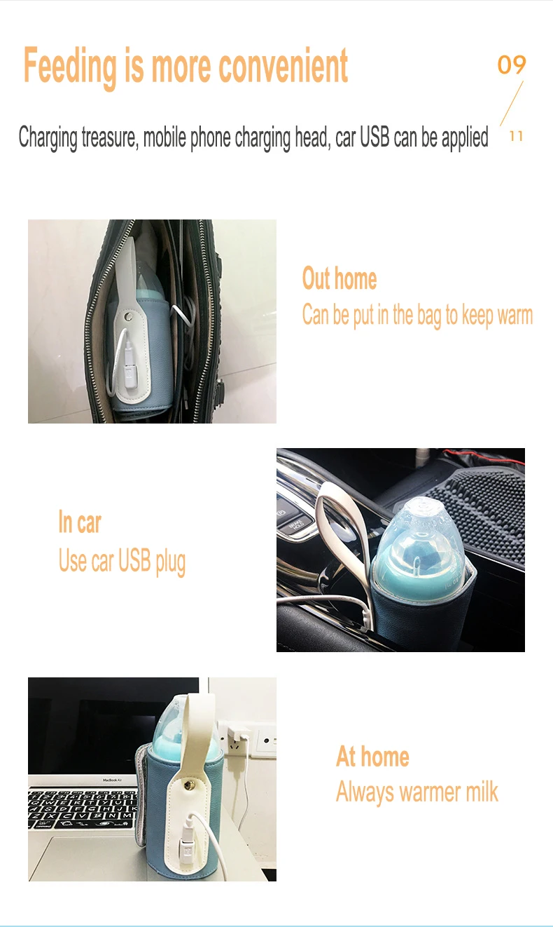 USB Подогреватель детских бутылочек, подогреватель бутылочек, сумка для детских бутылочек, термос, Подогреватель детских бутылочек для молока, регулируемая температура