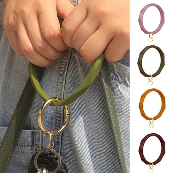 

Fashion O Silica Gel Wear Bracelet Keychain for Women Gifts Trendy Simple Circle Wristlet Keychain Bangle Unisex Jewelry