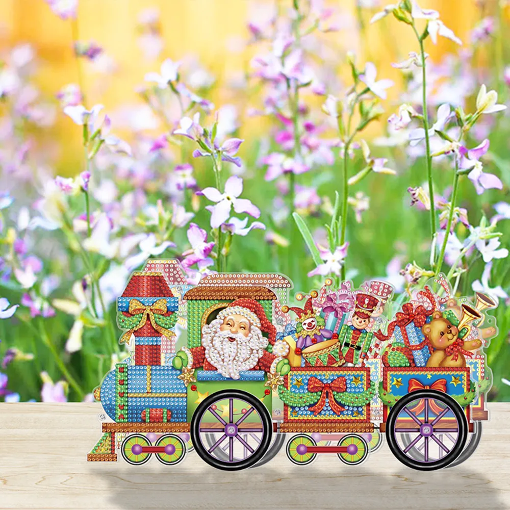 

DIY Special Shaped Diamond Painting Toy Car Desk LED Light Ornaments Can Move Christmas Car For 2022 Handmade New Year Gift