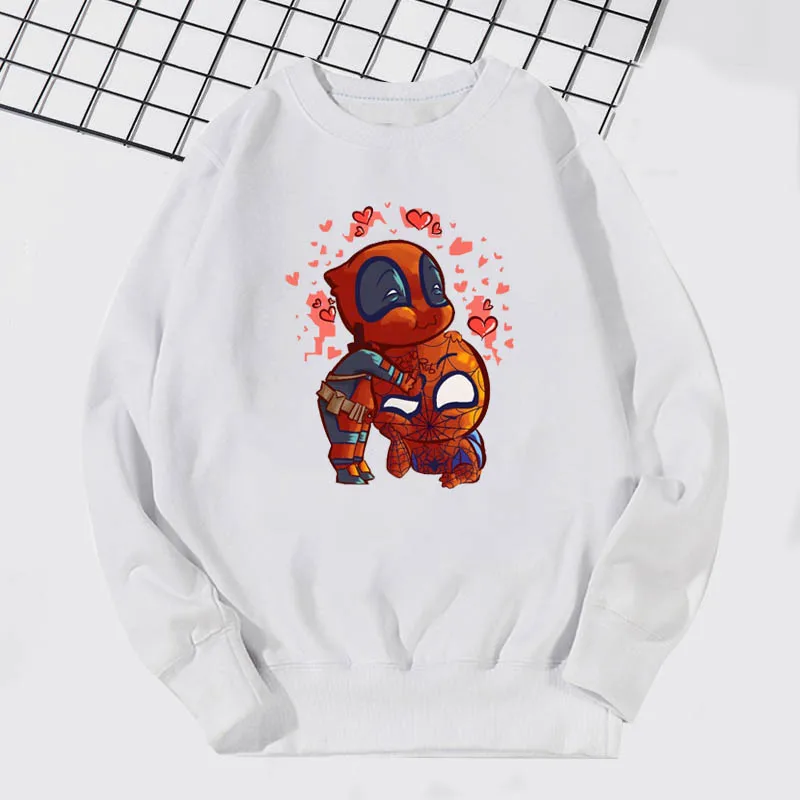 Deadpool/Забавный детский модный пуловер; Детский свитер; Kawaii; толстовки с капюшоном для маленьких мальчиков; Spider-man с принтом друзей; Милая Одежда для девочек