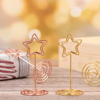 

1/3Pcs Five-pointed Star Note Clip Metal Spring Bottom Table Name Number Holders Place Card Clips Photo Stand Wedding Decoration