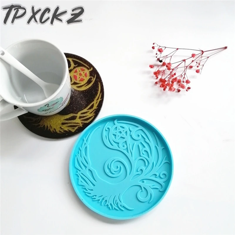 Magic Tree Coaster Epoxy Resin Mold Cup Mat Casting Silicone Mould DIY Crafts Home Decoration Ornaments Making Tool