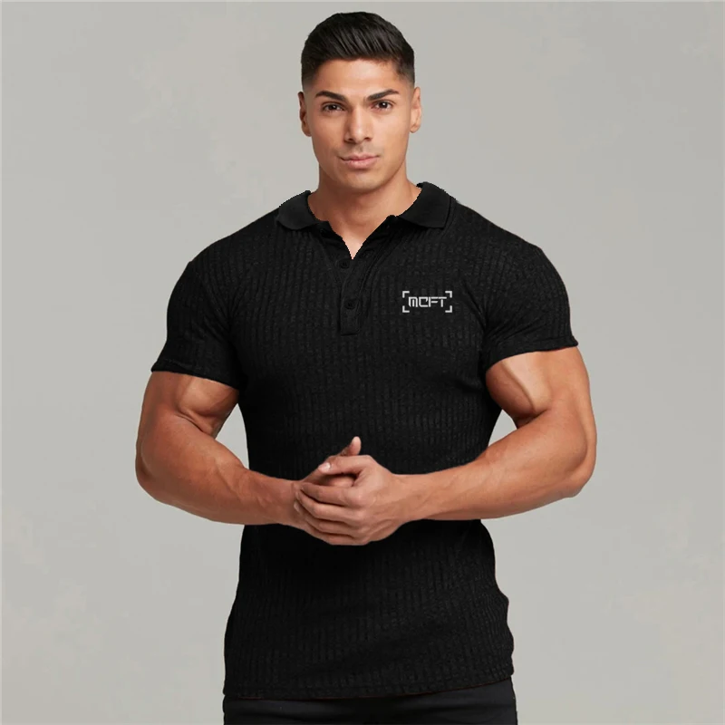 

New Mens Brand Workout Fashion Spring Summer Short Sleeve Polo T Shirts Fitness Clothing Casual Sports rend