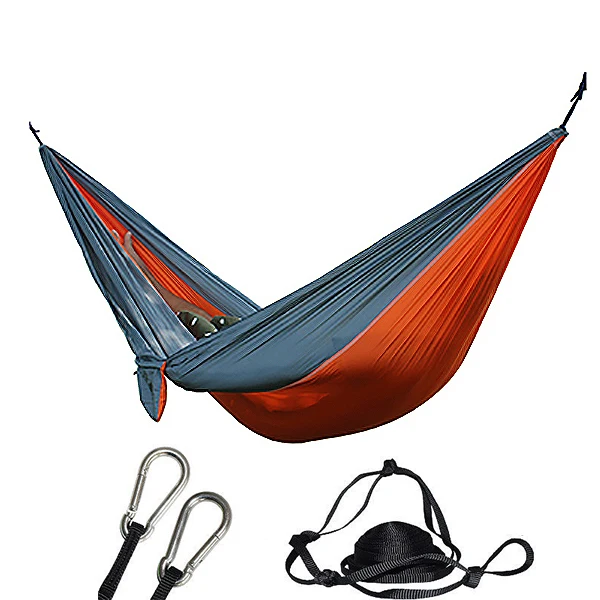 

TOP!-Camping Hammock - Portable Lightweight Double Adult Hanging Sleeping Bed With Straps And Carabiner For Garden Outdoor Trave