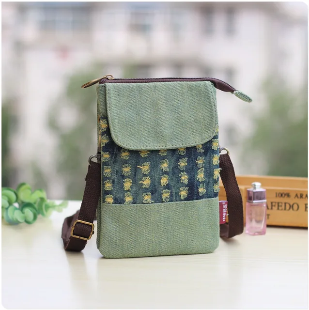 Women Leaf Large Screen Mobile Phone Bag  Capacity Canvas Messenger Bag Ladies Shoulder Bag 22