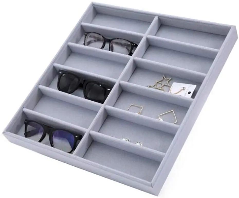 

6/12 Grid Velvet Glasses Display Case Sunglasses Organizer Box Eyeglasses Eyewear Storage Case Eye Glasses Holder Container Rack