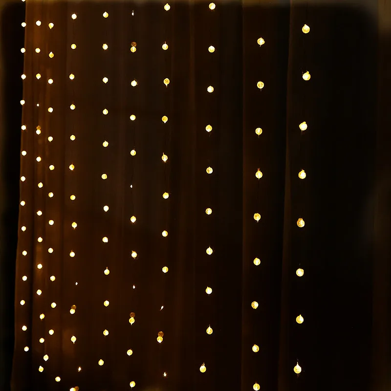3x3m300led стеклянные бусины Медные провода с подсветкой USB строка Феи огней гирлянды Свадебная вечеринка занавес садовые украшения - Цвет: 3M.3M-WW