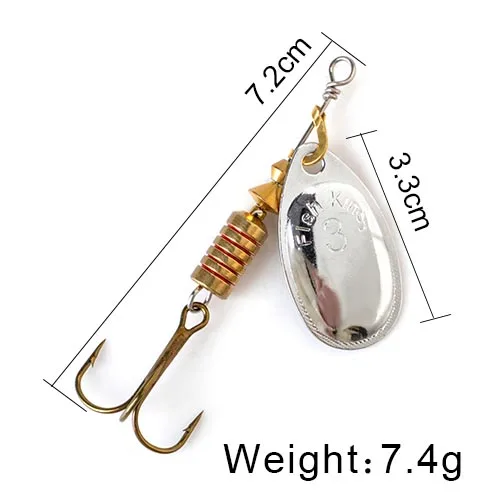 FISH KING Spinner Bait 3.9g 4.6g 7.4g 10.8g 15g Spoon Lures pike Metal With Treble Hooks Arttificial Bass Bait Fishing Lure as photo
