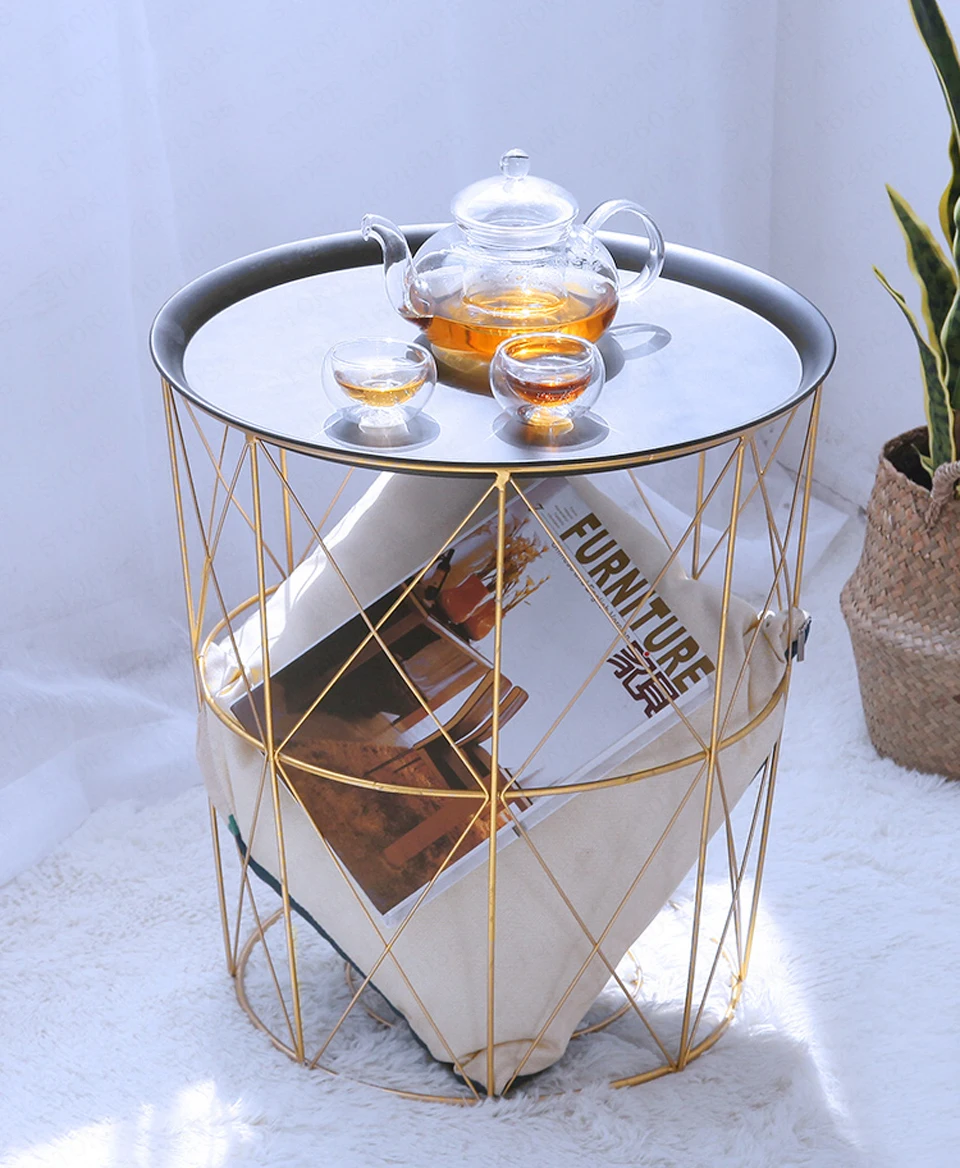 Творческий скандинавский Золотой металлический журнальный столик ...