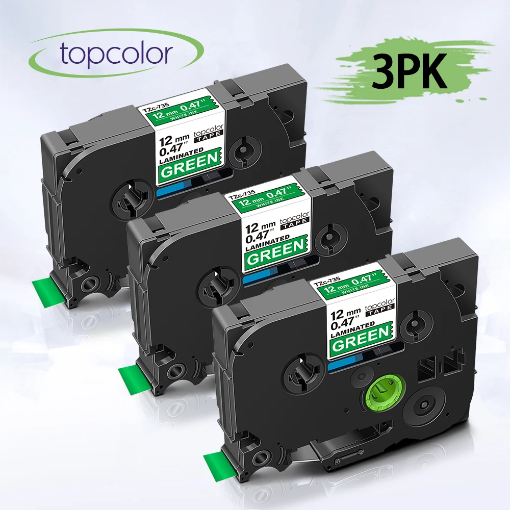 Topcolor 3PK TZe 735 совместим с лентами Brother tze Label Tape tz735 12 мм белый зеленый принтер лента