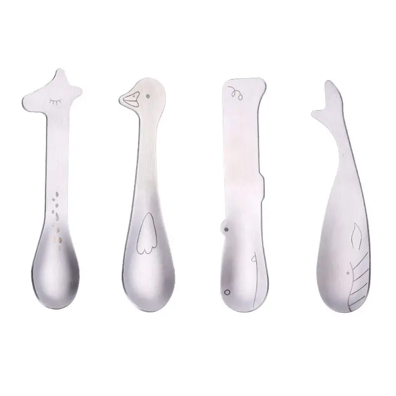 

4PCS Baby Stainless Steel Spoon Infant Feeding Spoon Creative Training Tableware