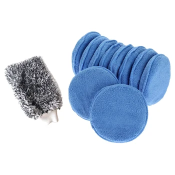 

1x Maximum Absorbancy Glove High Density Microfiber Premium & Microfiber 12Pcs Car Cleaning Polish Wax Foam Sponge Blue