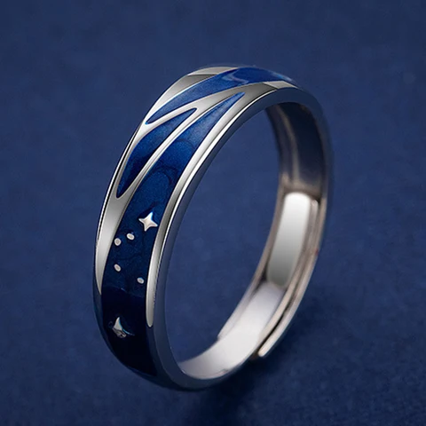 Couple Rings Starry Night Van Gogh Never Fade Couple Rings Sun Moon Women Man Lovers Romantic Promise Art Ring
