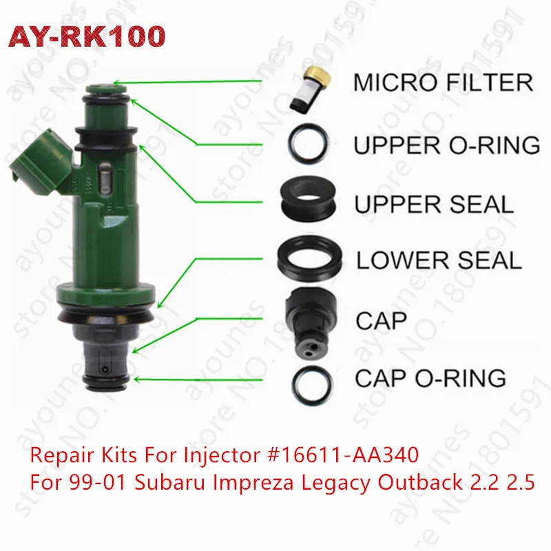 4 комплекта для 16611-AA340 ремонтные наборы деталей топливной форсунки для 99-01 Subaru Impreza Legacy Outback 2,2 2,5