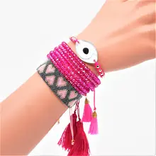 Go2boho MIYUKI браслет evil eye Pulseras Mujer Boho сердце розовое красное украшения с кристаллами кисточка ручной работы Bileklik лето