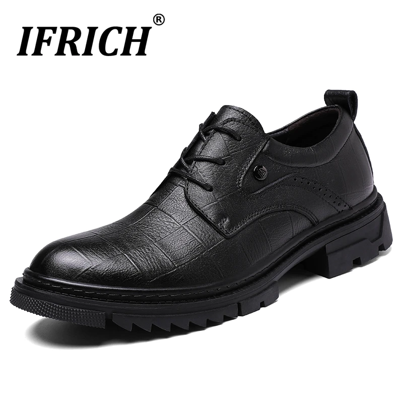 Derbi Business Men Shoes Black Genuine Leather Men Shoes Luxury Brand Mens Wedding Dress Shoes Large Size Lacing Formal Shoe Man