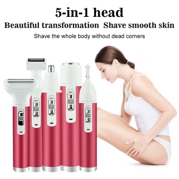 

Electric Shaver Painless Womens Hair Removal Epilator 5 in 1 Epilator Face Beard Eyebrow Nose Trimmer Body Bikini Electric Razor
