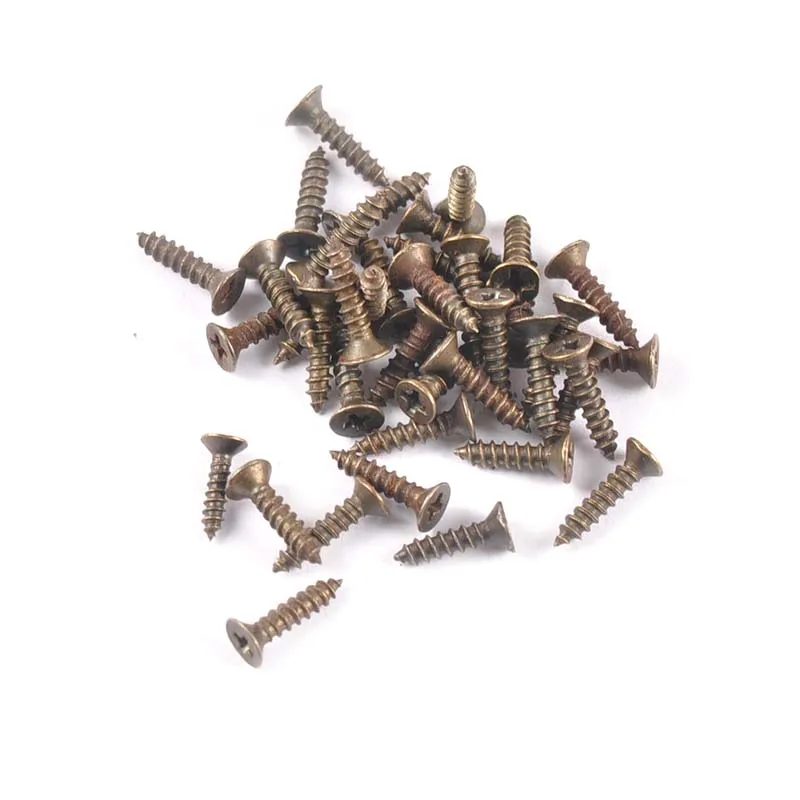 200pcs Gold Flat Head Screws for Small Box Hardware, Wood Screws