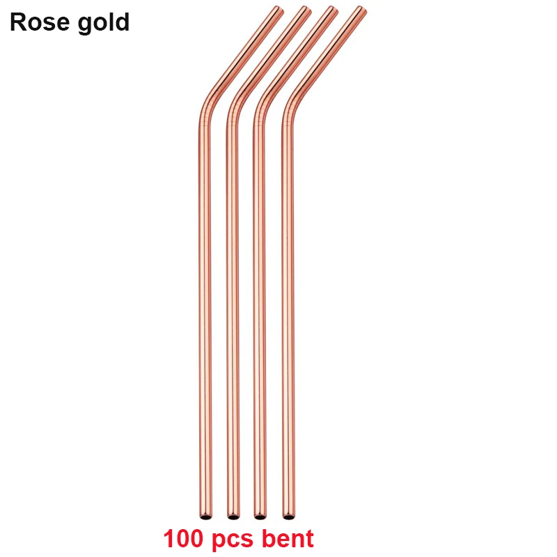 Rosegold 100 bent Распродажа 100 шт./лот соломинка из нержавеющей стали E-co дружественная металлическая соломинка многоразовые трубочки для напитков 215 мм* 6 мм соломинки для напитков - Цвет: Rosegold 100 bent